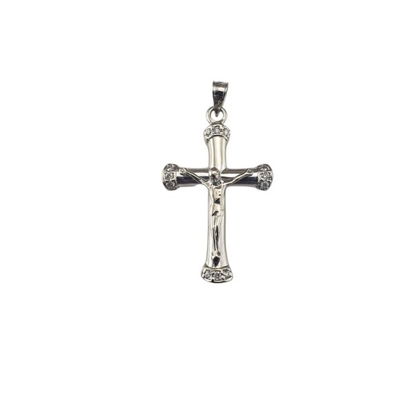 14 Karat White Gold and Diamond Crucifix Pendant #22665